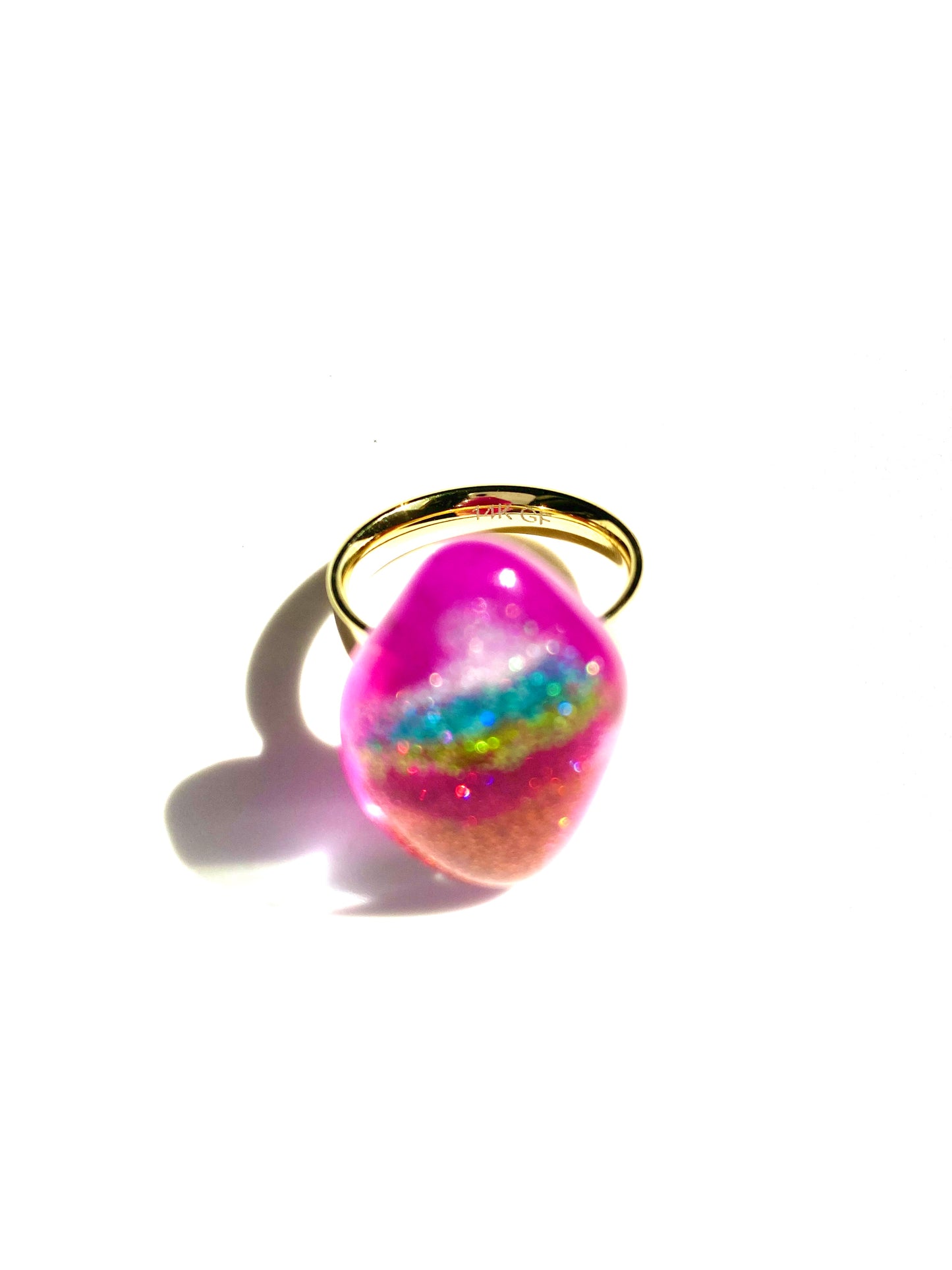 Color Sparkle Sea Glass RIng
