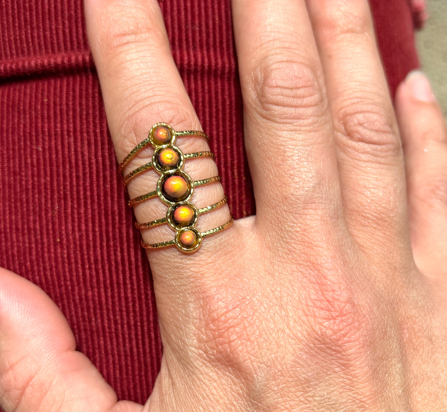 5 Stone Tiger Eye Mood Ring
