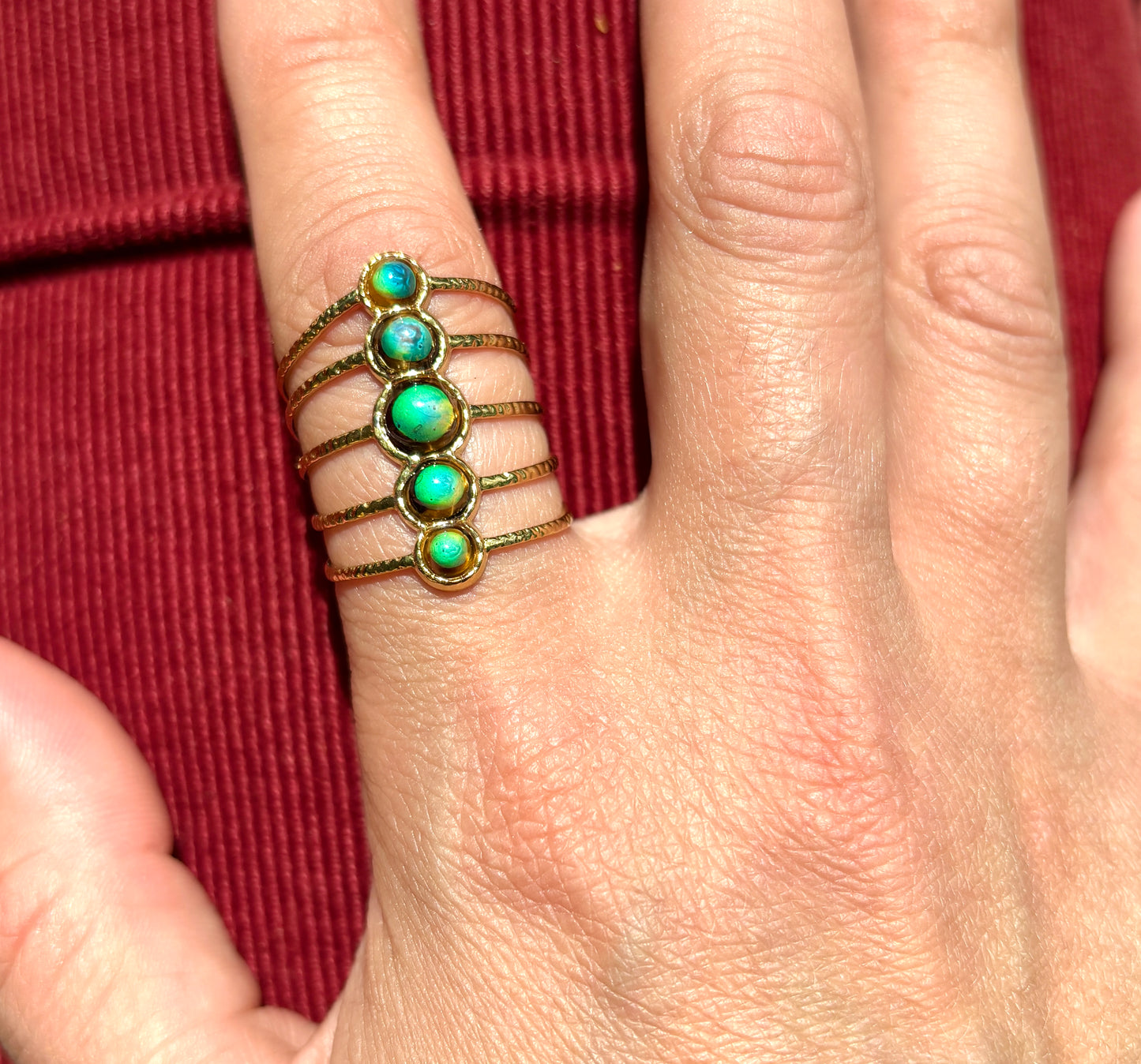 5 Stone Tiger Eye Mood Ring