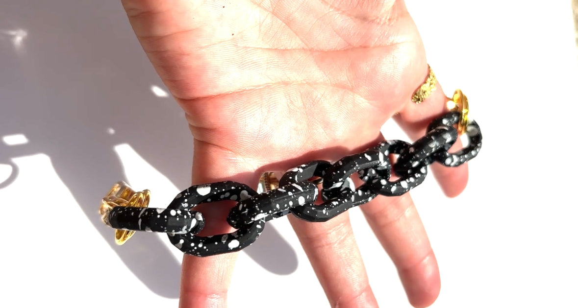 Black with White Speckled Acrylic Chain