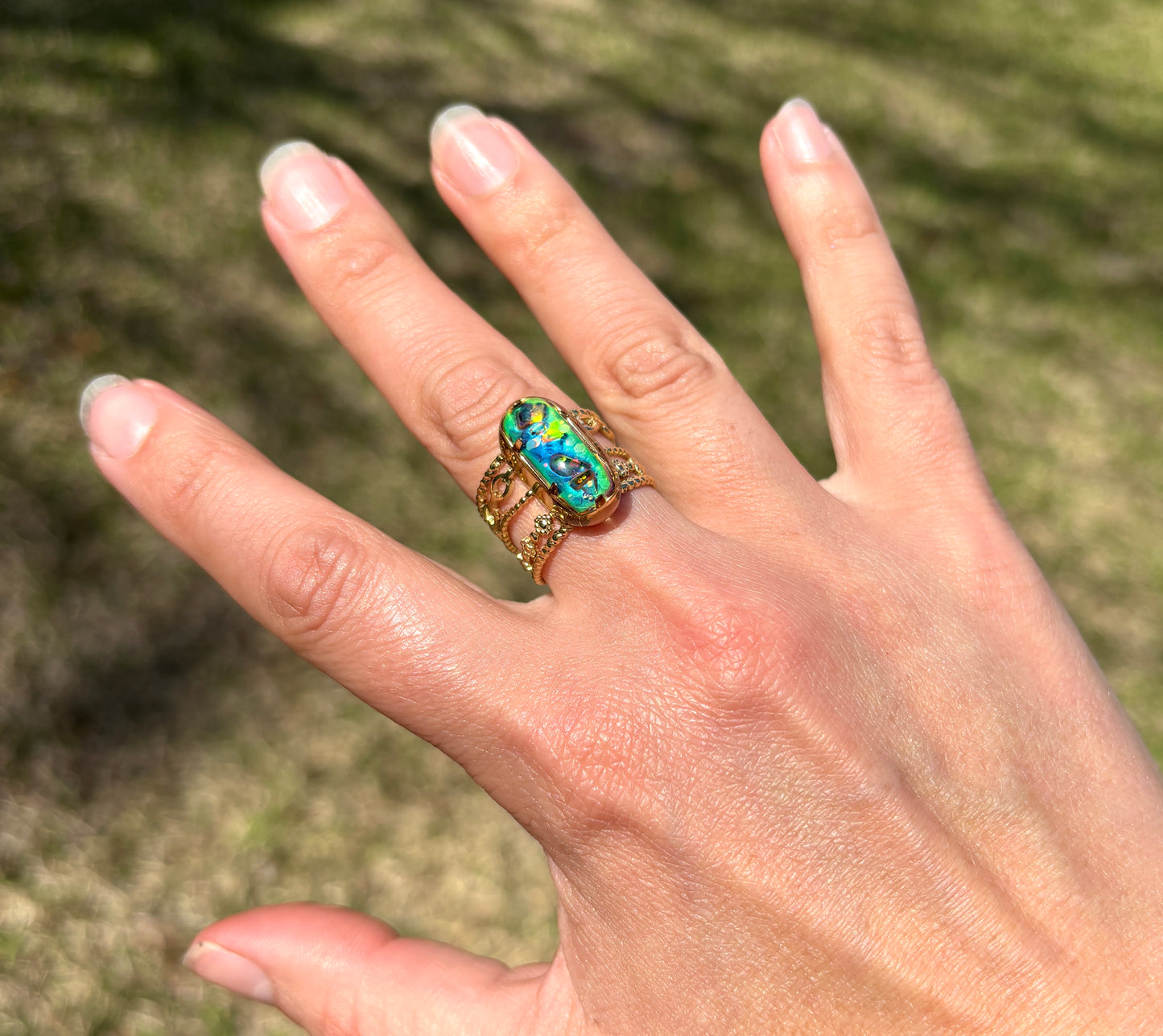 Mood Sea Glass™ Mosaic Chain Ring