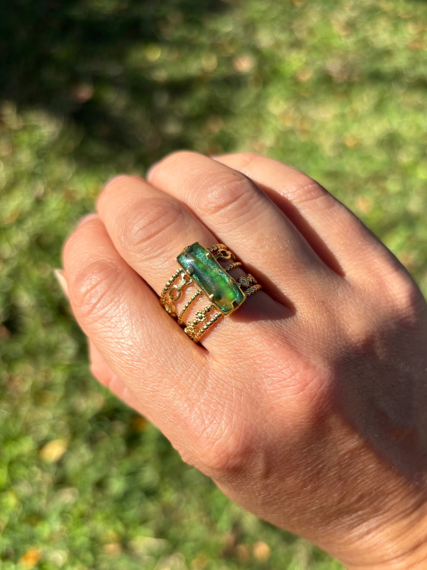 Mood Sea Glass™ Chain Ring