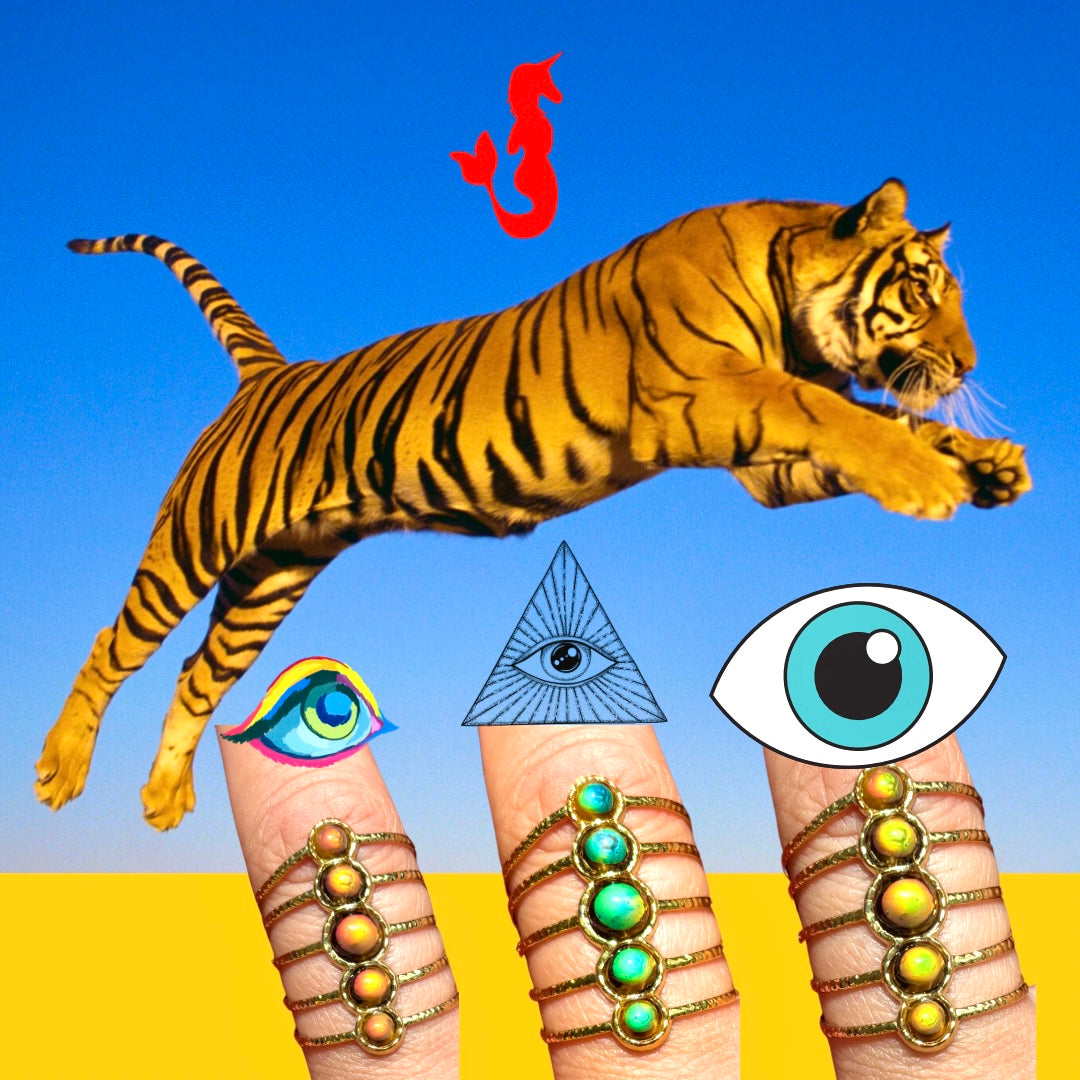 5 Stone Tiger Eye Mood Ring