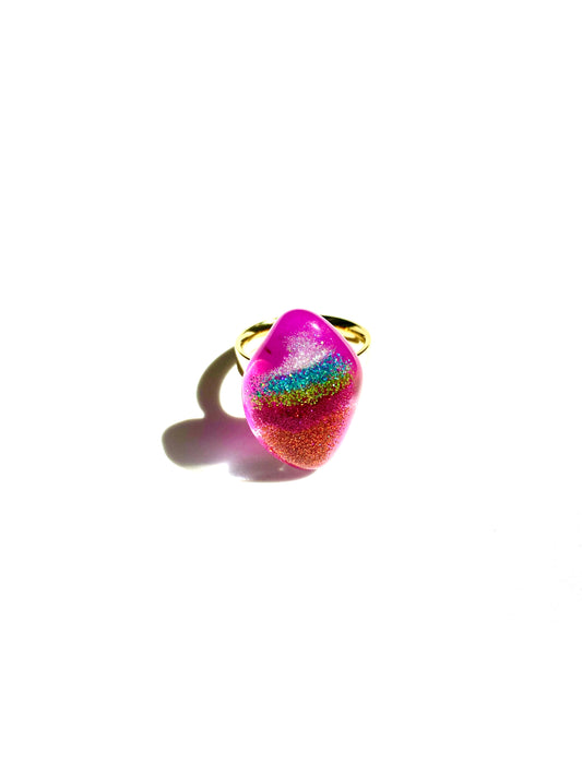 Color Sparkle Sea Glass RIng