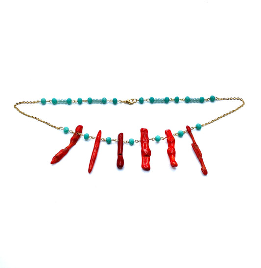 Hand Pinned Coral Necklace