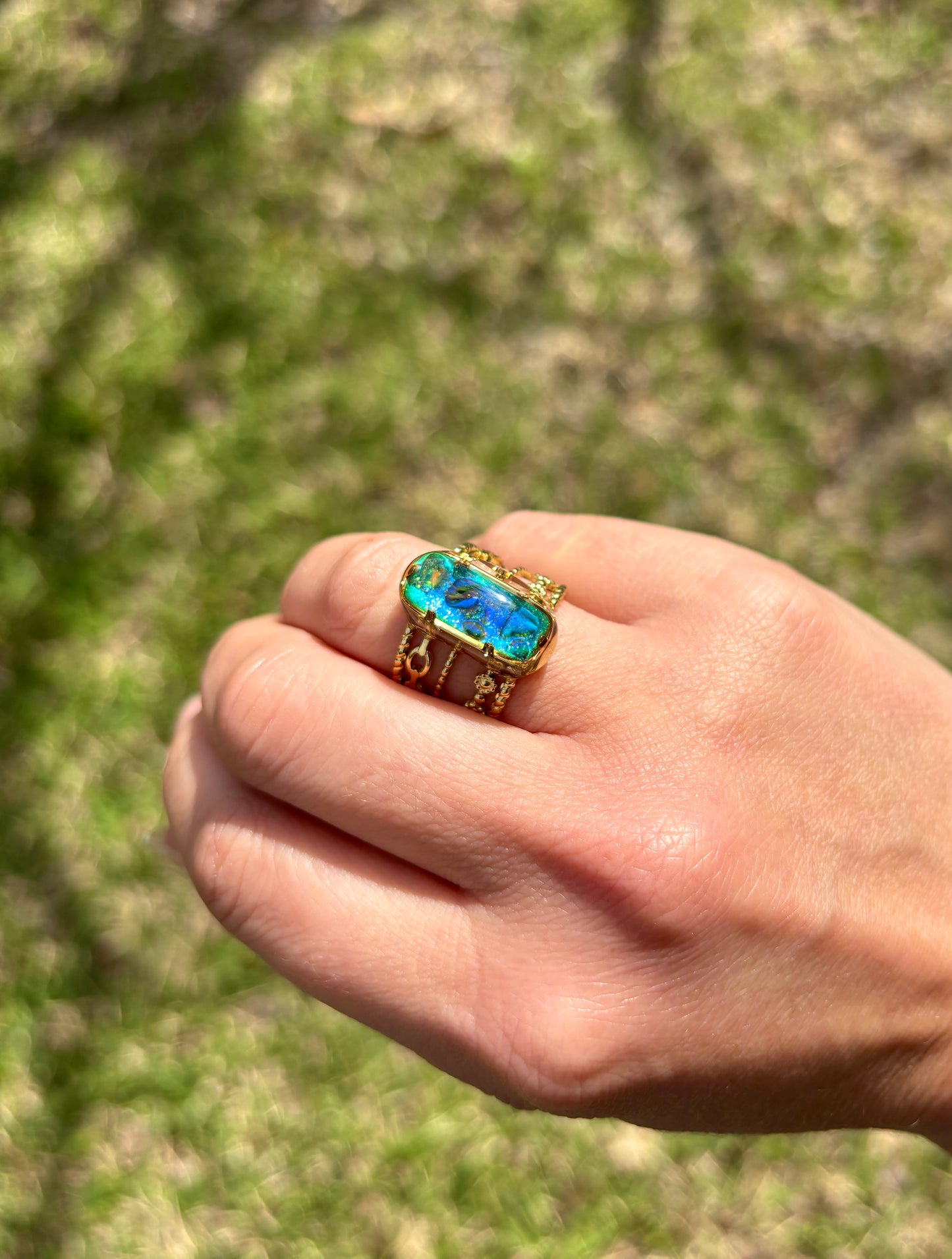 Mood Sea Glass™ Chain Ring