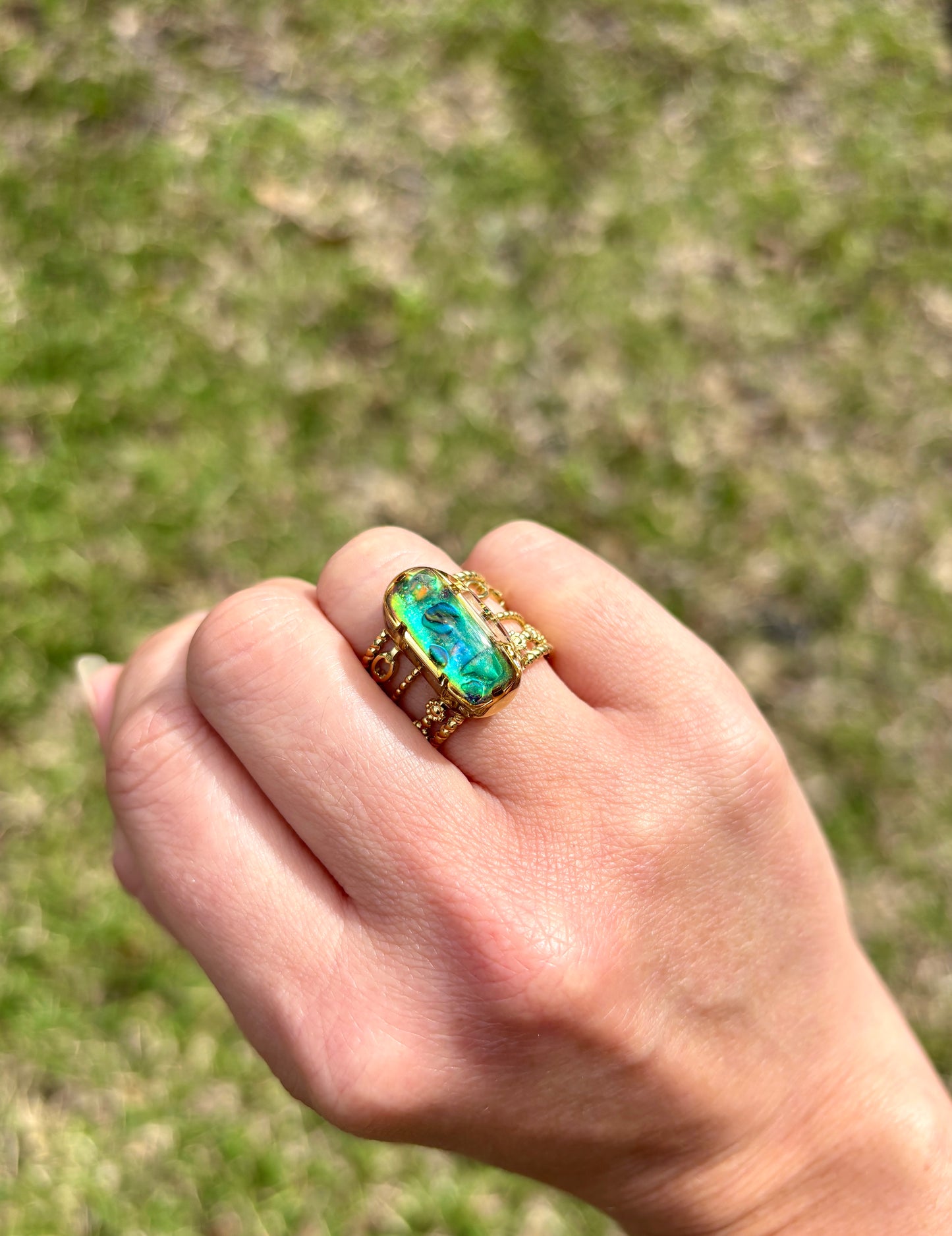 Mood Sea Glass™ Chain Ring