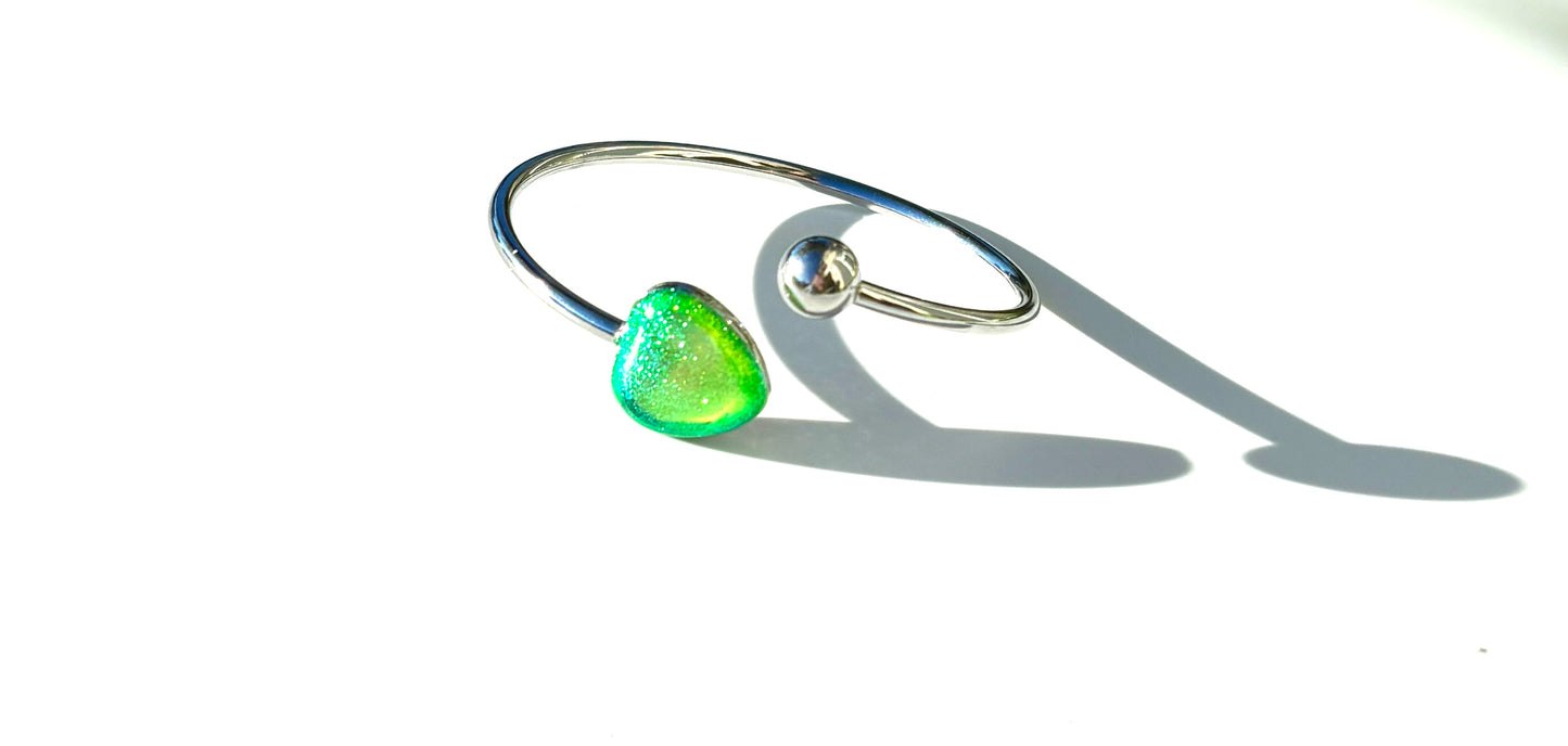 Sparkle Glow Mood Heart Bangle Bracelet
