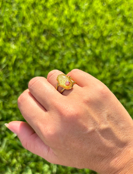 Mood Sea Glass™ Hamsa Ring