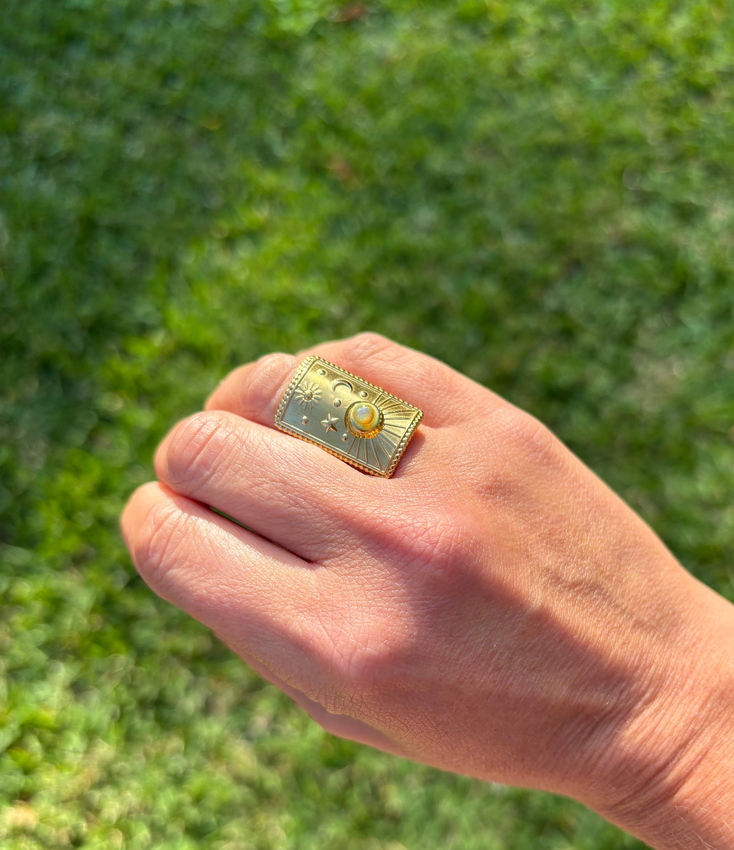 Mood Sea Glass™ Sun, Star, and Moon Ring