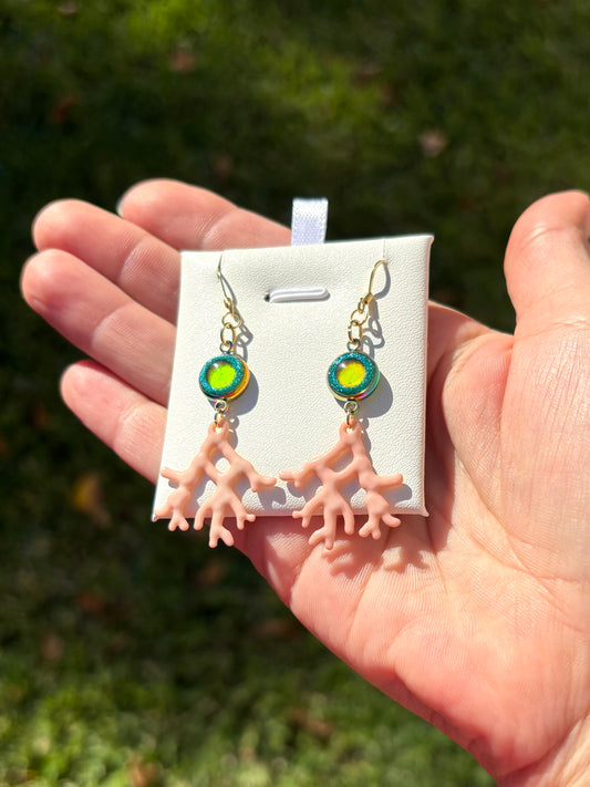 Mood Color Changing Glow Coral Earrings